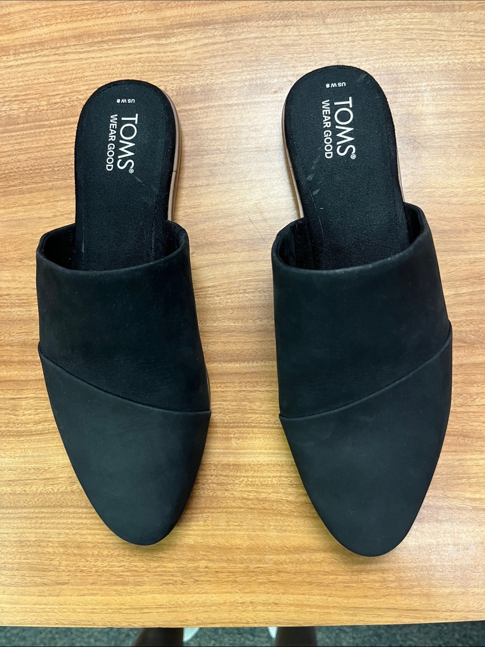 TOMS Black Slip-On Pointed Mules
